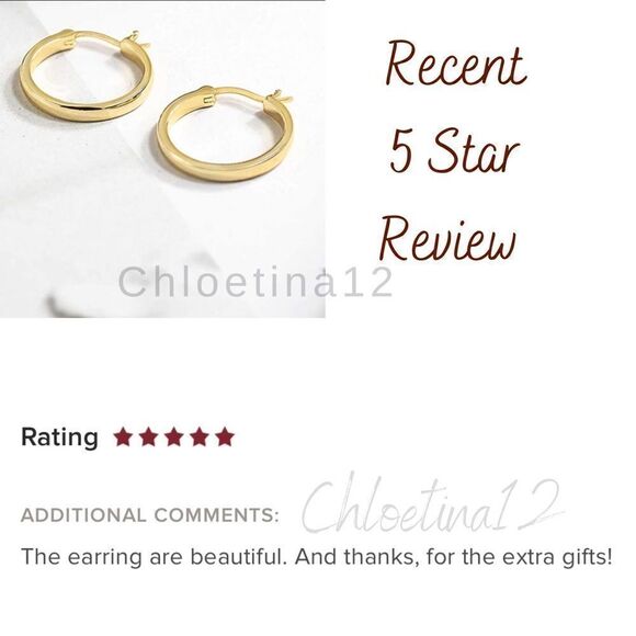 NEW 14k gold sterling post small hoop earring - Picture 5 of 6